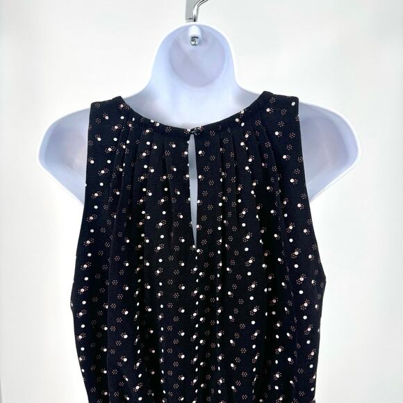 41 Hawthorn Black Pleated Keyhole Sleeveless Mini Dress Womens M Pink/White Dot - Picture 5 of 14
